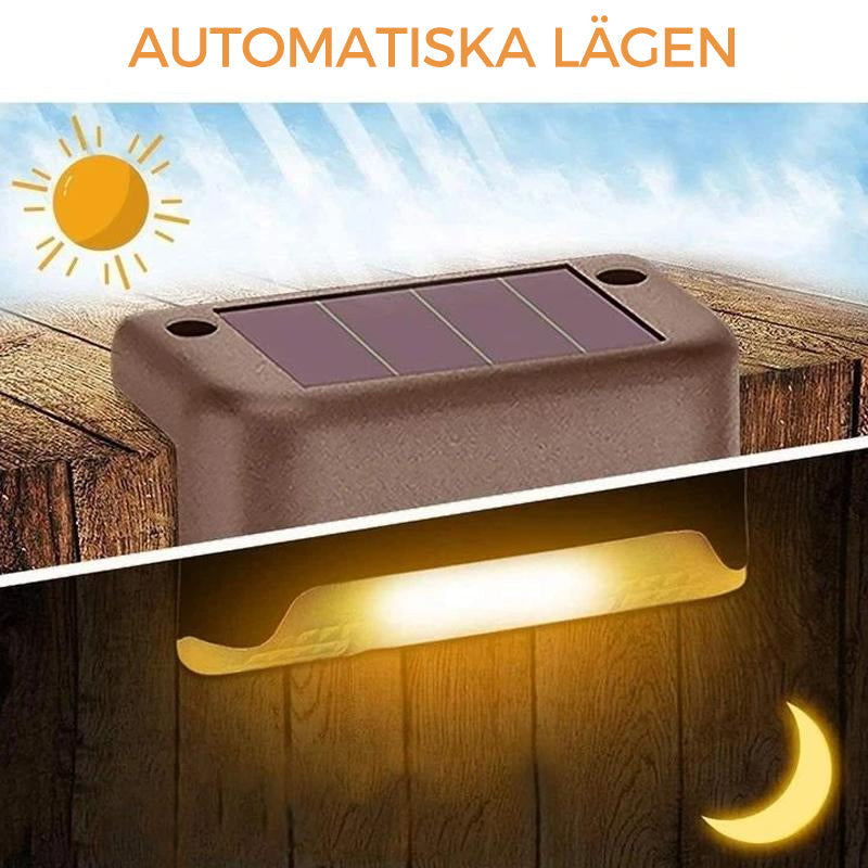 "Soldrivna vattentäta utomhuslampor med varmt sken, stilren design för trädgård och uteplats, enkel installation"