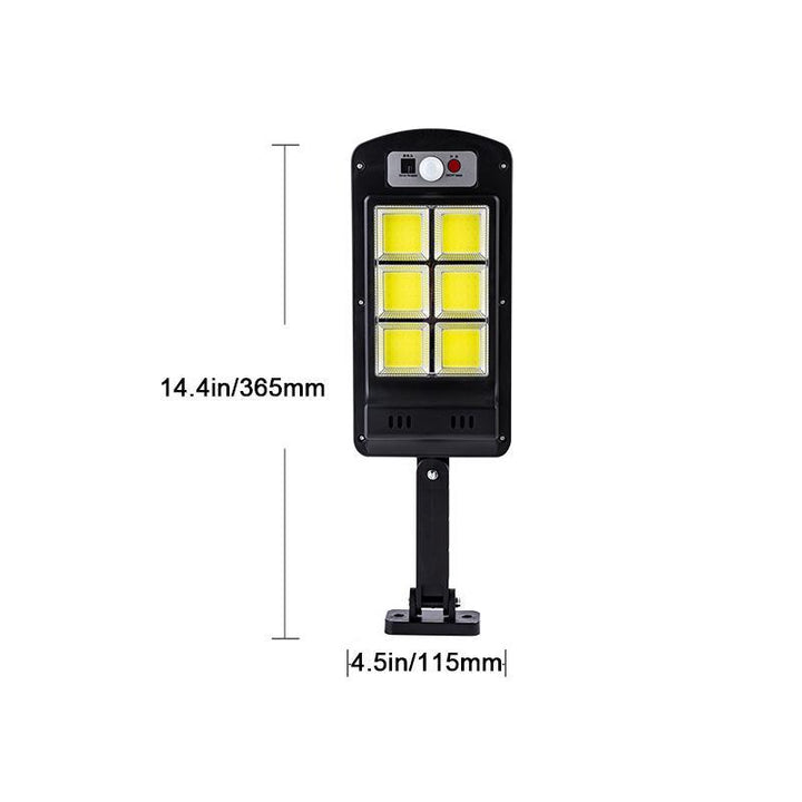 "Solvarm LED-utomhuslampa med rörelsesensor, väggmonterad, väderbeständig, för trädgårds- och verksamhetsbelysning."