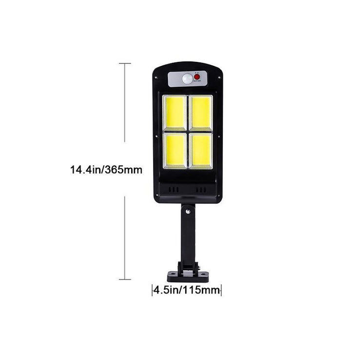 "Solvarm LED-utomhuslampa med rörelsesensor, väggmonterad, väderbeständig, för trädgårds- och verksamhetsbelysning."