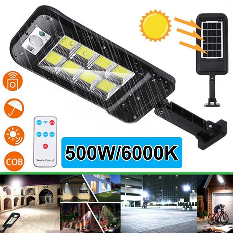 "Solvarm LED-utomhuslampa med rörelsesensor, väggmonterad, väderbeständig, för trädgårds- och verksamhetsbelysning."