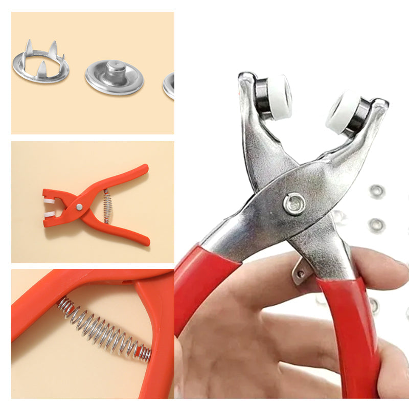 "Stålverktygssats för klospännen, silver, kompakt och hållbar, perfekt för kläder och DIY-projekt i hemmet."