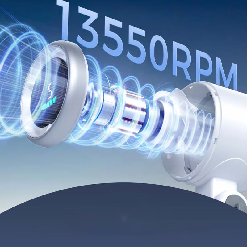 "Stilfull hopfällbar handhållen turbinfläkt, kompakt för resor och hem. 180° justerbar med 3-i-1 funktion."