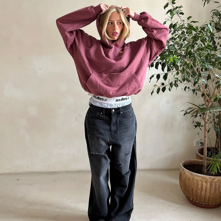 "Stilren, varm Ulrike vinterhuvtröja i grått med huva, perfekt för kalla dagar; elegant herrtröja i S till 3XL."