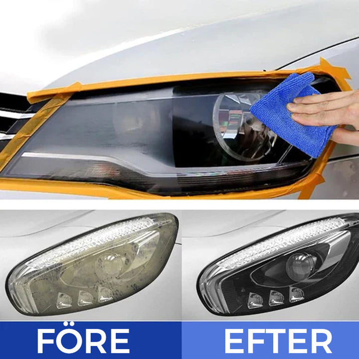 "Strålkastarreparatör med UV-skydd, förbättrar klarhet och skyddar mot dimma, korrosion, på vit bakgrund"