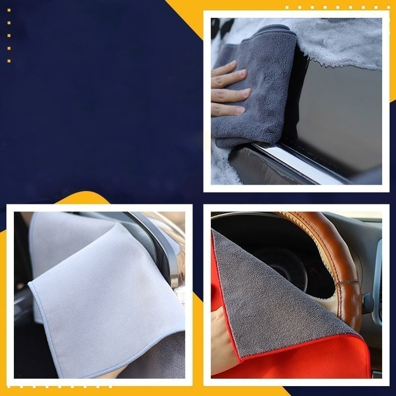 "Superabsorberande biltorkhandduk i mocka och mikrofiber i färgerna kaffe, grå, beige och röd, storlek 30x30 cm."