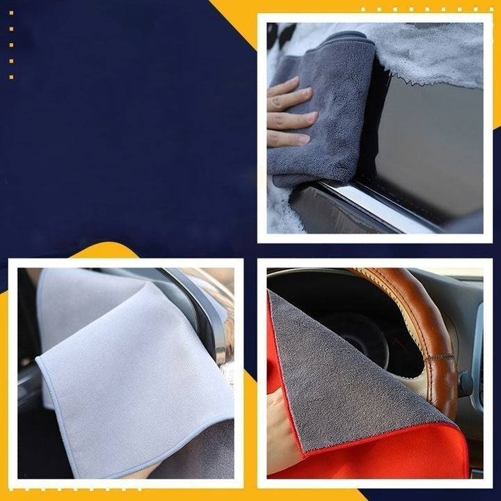 "Superabsorberande biltorkhandduk i mocka och mikrofiber i färgerna kaffe, grå, beige och röd, storlek 30x30 cm."