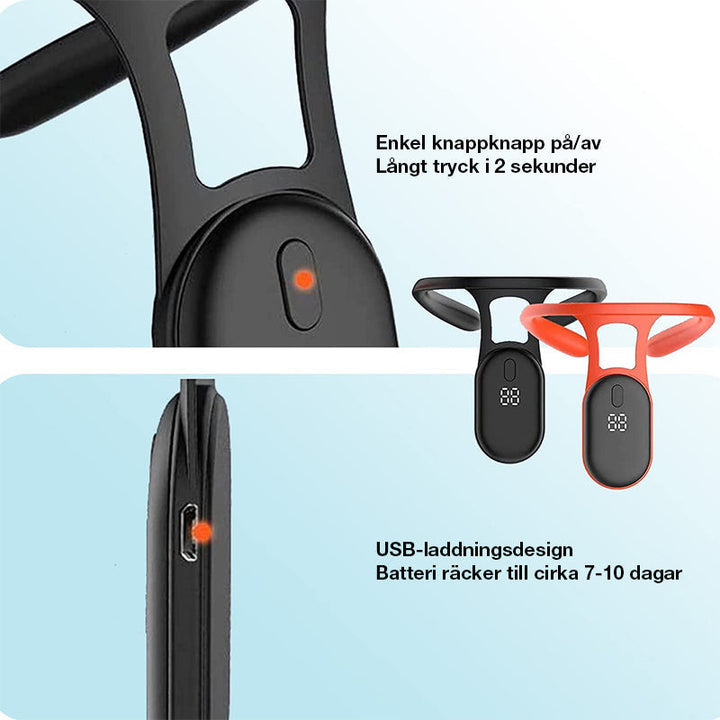 "Svart- och orangefärgat ultraljudsverktyg för nacke, främjar lymfatisk hälsa, viktminskning och kroppsrensning."