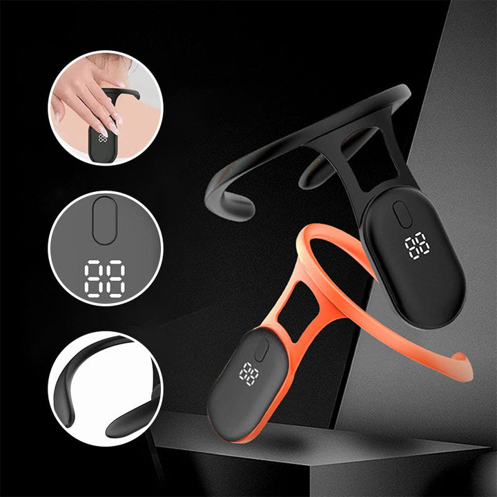 "Svart- och orangefärgat ultraljudsverktyg för nacke, främjar lymfatisk hälsa, viktminskning och kroppsrensning."