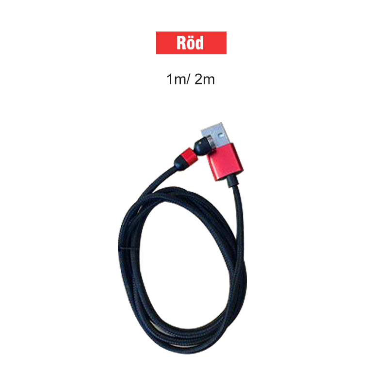 "Svart 3-IN-1 magnetisk kabel med 360° rotation, adapters för Apple, Android, Type-C, avancerad laddningsfunktion."
