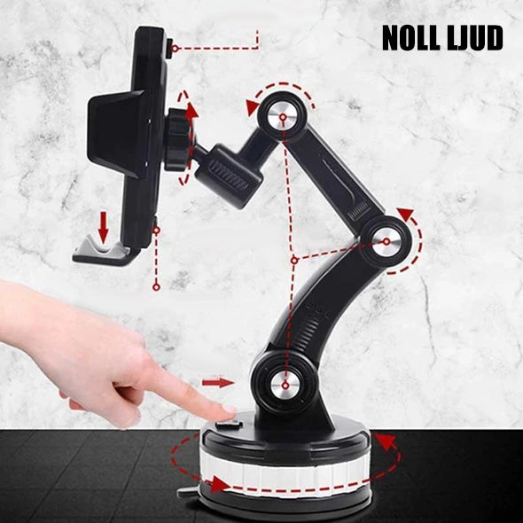 "Svart biltelefonhållare med superstark adsorption och 360° rotation, justerbar arm för enkel installation och säker användni
