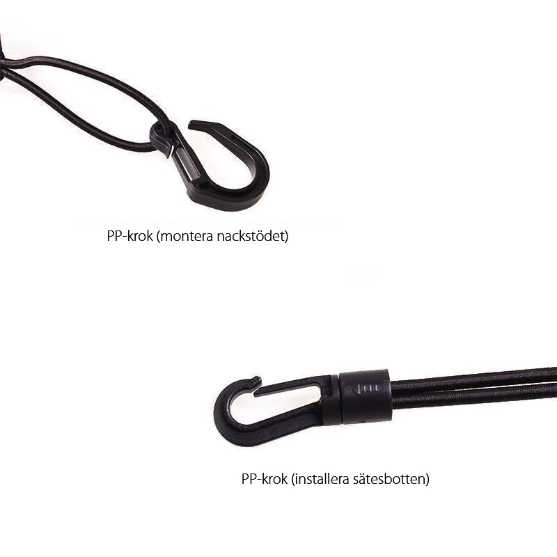 "Svart förvaringsnät för bilsäte med flexibel fyrsidig mesh. Slitstarkt nylon, organiserar resor, 25x30 cm."