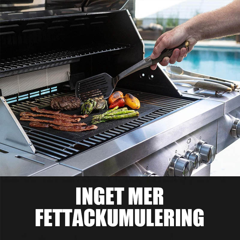 "Svart grillnät för BBQ-matlagning utomhus, visar en högkvalitativ non-stick yta för camping och trädgårdsgrillning."