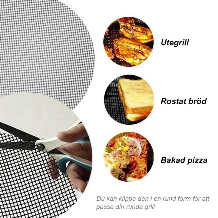 "Svart grillnät för BBQ-matlagning utomhus, visar en högkvalitativ non-stick yta för camping och trädgårdsgrillning."
