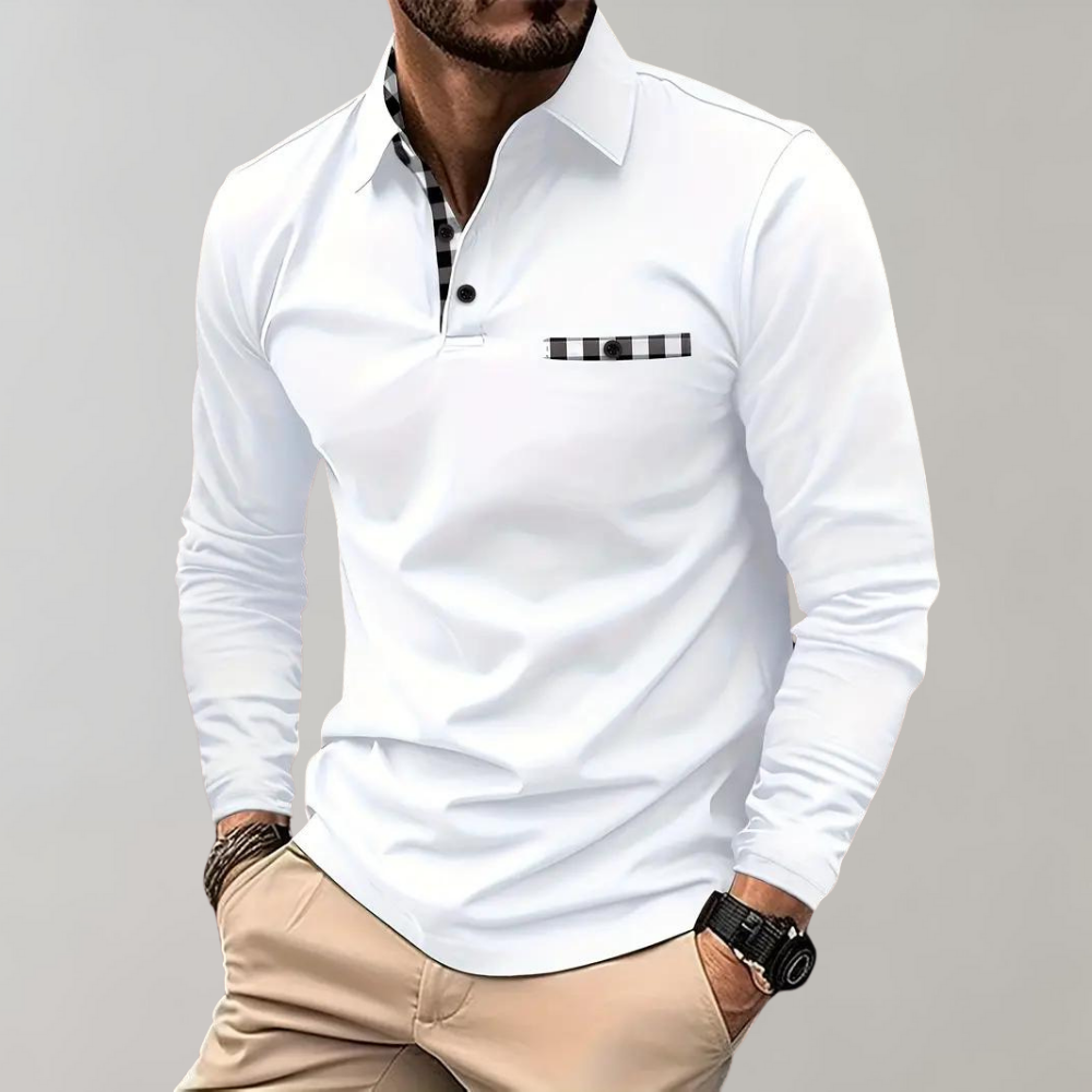 "Svart långärmad herr T-shirt, modern och stilren design med mjukt tyg, perfekt för lager-på-lager och kuranta outfits."