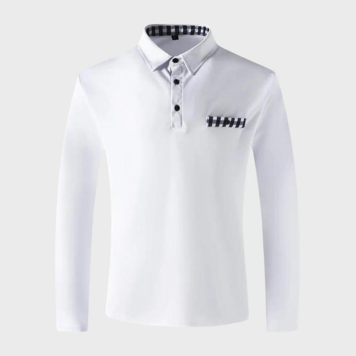 "Svart långärmad herr T-shirt, modern och stilren design med mjukt tyg, perfekt för lager-på-lager och kuranta outfits."