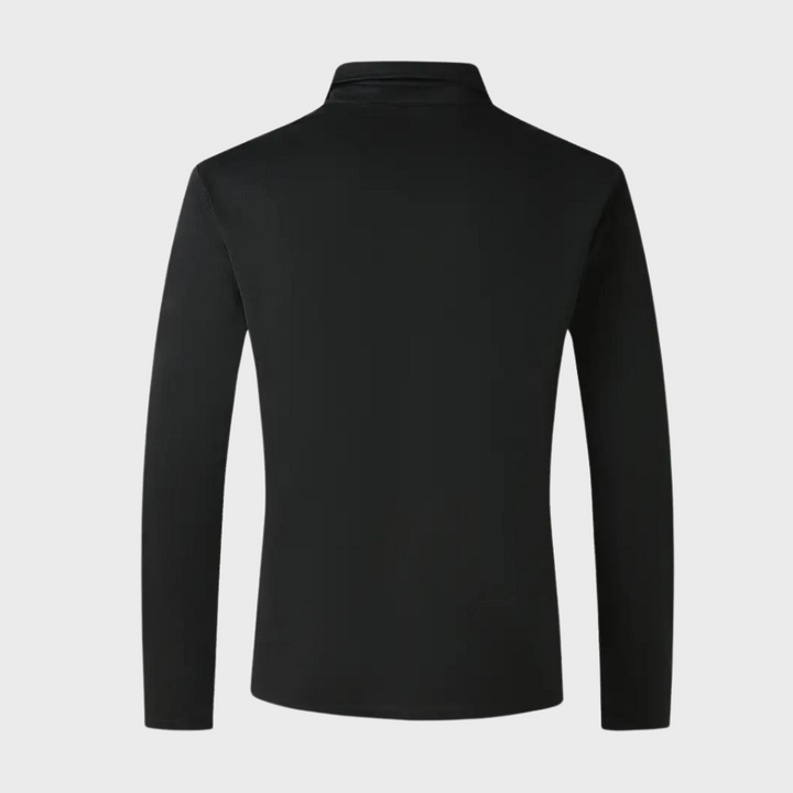 "Svart långärmad herr T-shirt, modern och stilren design med mjukt tyg, perfekt för lager-på-lager och kuranta outfits."