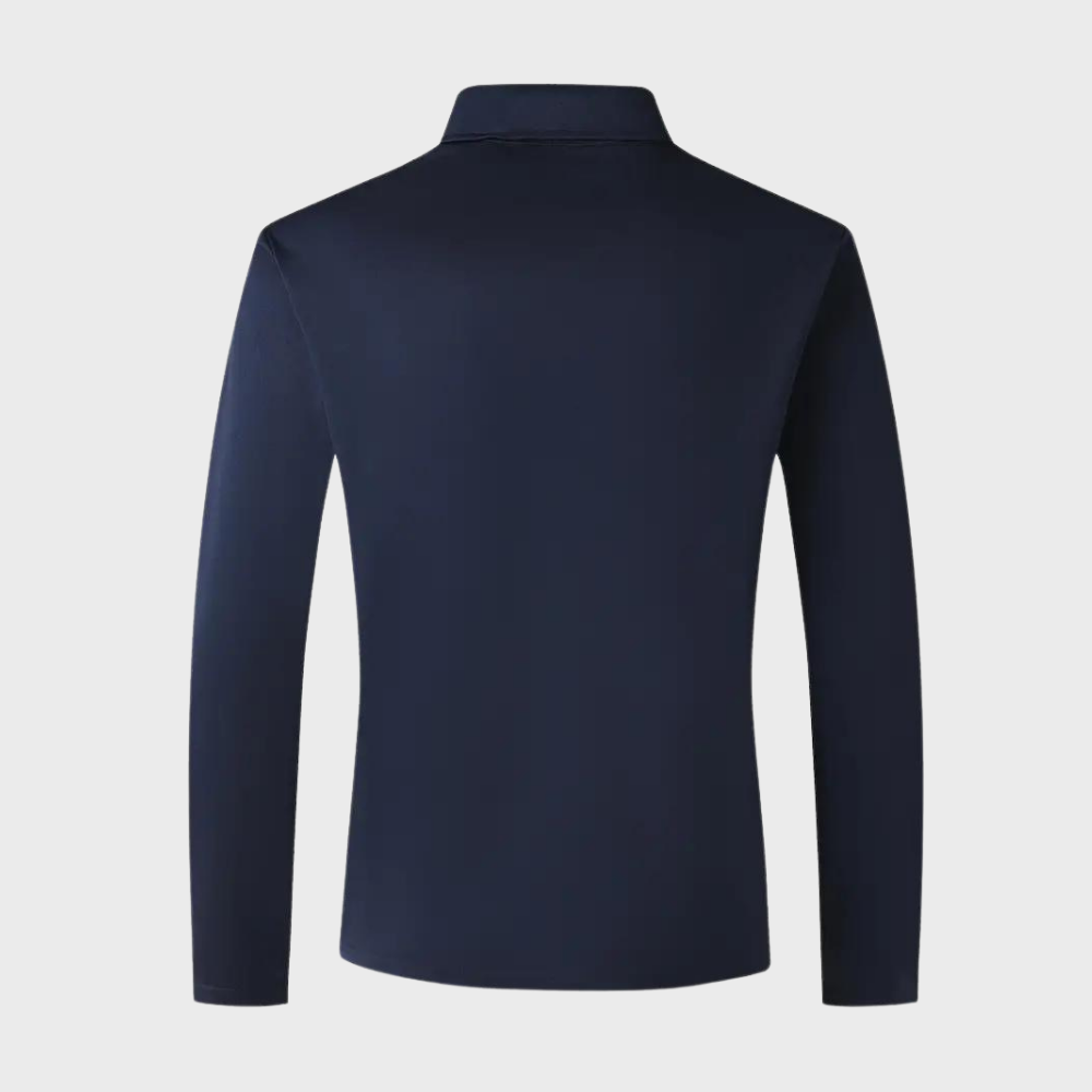 "Svart långärmad herr T-shirt, modern och stilren design med mjukt tyg, perfekt för lager-på-lager och kuranta outfits."