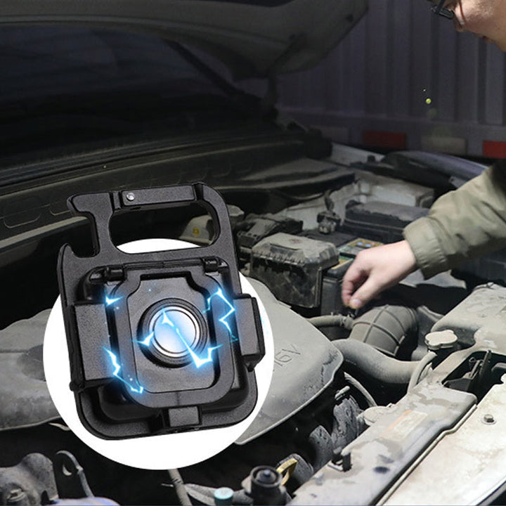 "Svart multifunktionell nyckelring nödljus med kompakt design och 4 ljuslägen, perfekt för utomhusaktiviteter."