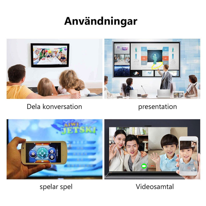 "Svart och röd HDMI-skärmadapterkabel, 2m, kompatibel med iOS/Android, 1080P HD, för TV-anslutning och spegling."