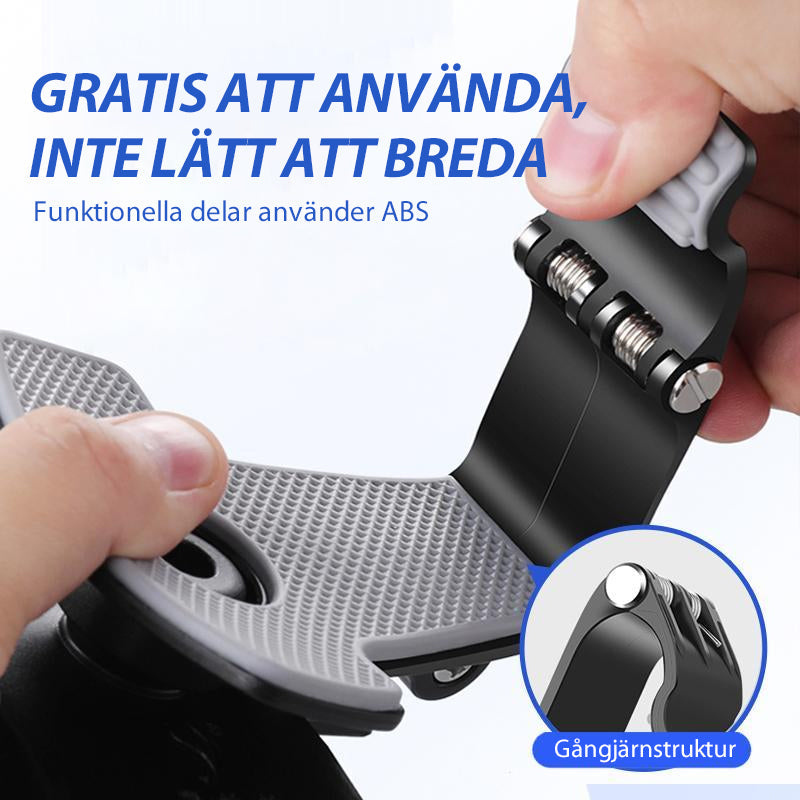"Svart roterbar telefonhållare för bil, 360 graders justering, lätt att montera, universell passform för smartphones."