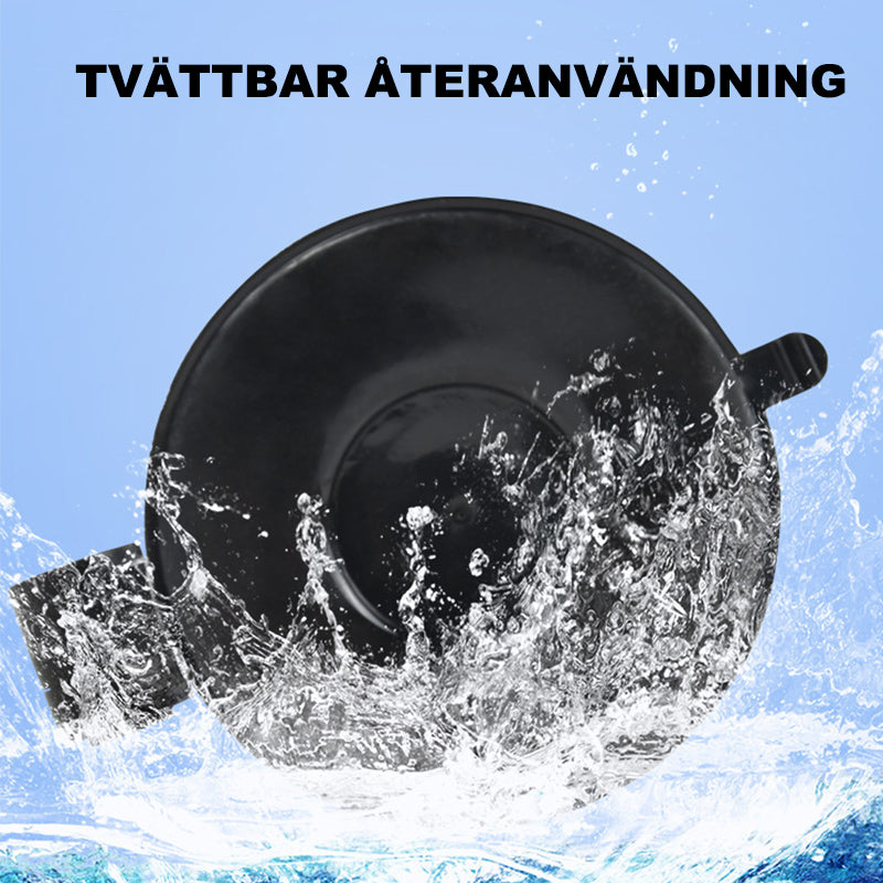 "Svart super absorption telefonhållare med 360° rotation och teleskoparm, monterad i bil för säker körning."