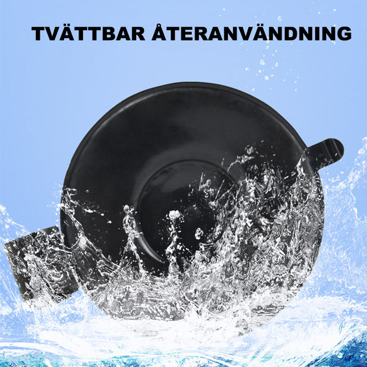 "Svart super absorption telefonhållare med 360° rotation och teleskoparm, monterad i bil för säker körning."