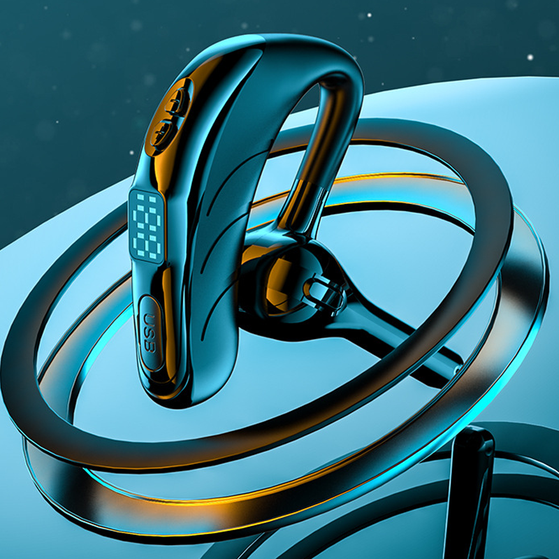 "Svart trådlöst Bluetooth-headset X13 med brusreducering och lättviktsdesign, perfekt för träning och samtal."