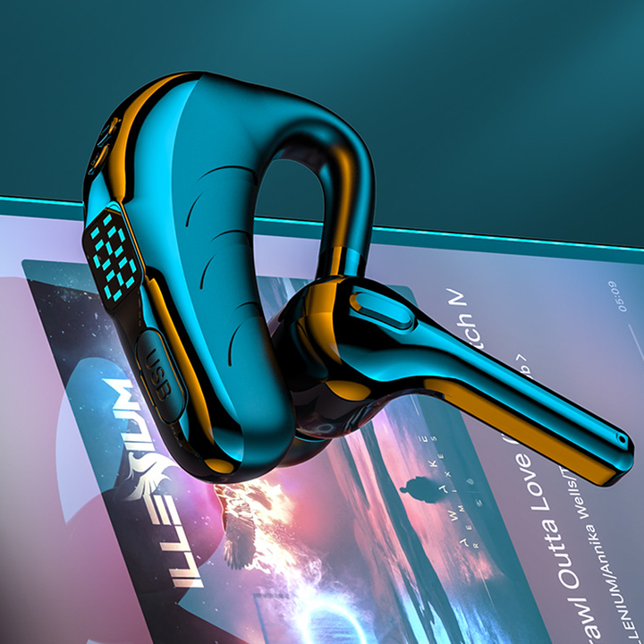 "Svart trådlöst Bluetooth-headset X13 med brusreducering och lättviktsdesign, perfekt för träning och samtal."