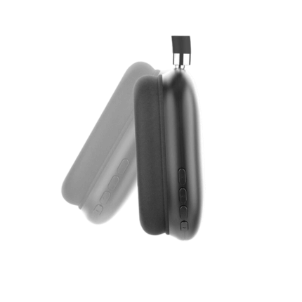 Person som använder de trådlösa Bluetooth-hörlurarna med mikrofon för att lyssna på musik on-ear.