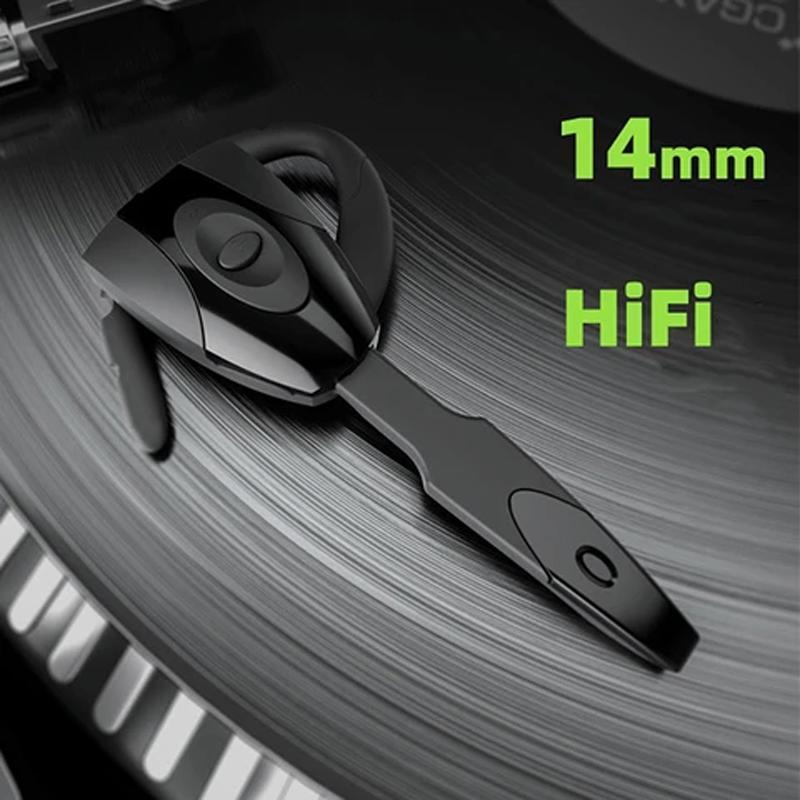 Svarta trådlösa Bluetooth-hörlurar med brusreducering för arbete och fritid, elegant design och ENC-teknik.