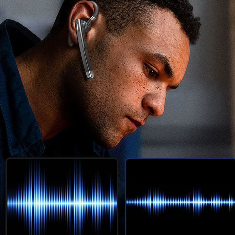 "Svarta trådlösa Bluetooth-hörlurar med brusreducering och HiFi-ljud mot vit bakgrund"