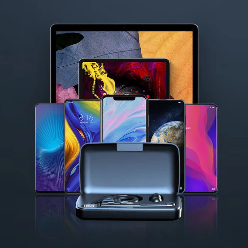 "Svarta trådlösa Bluetooth-hörlurar med brusreducering och HiFi-ljud mot vit bakgrund"