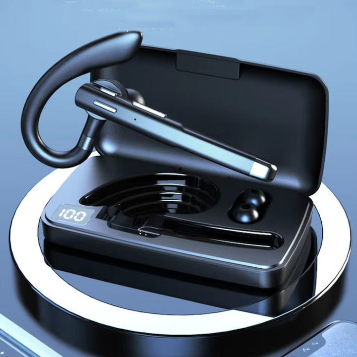 "Svarta trådlösa Bluetooth-hörlurar med brusreducering och HiFi-ljud mot vit bakgrund"