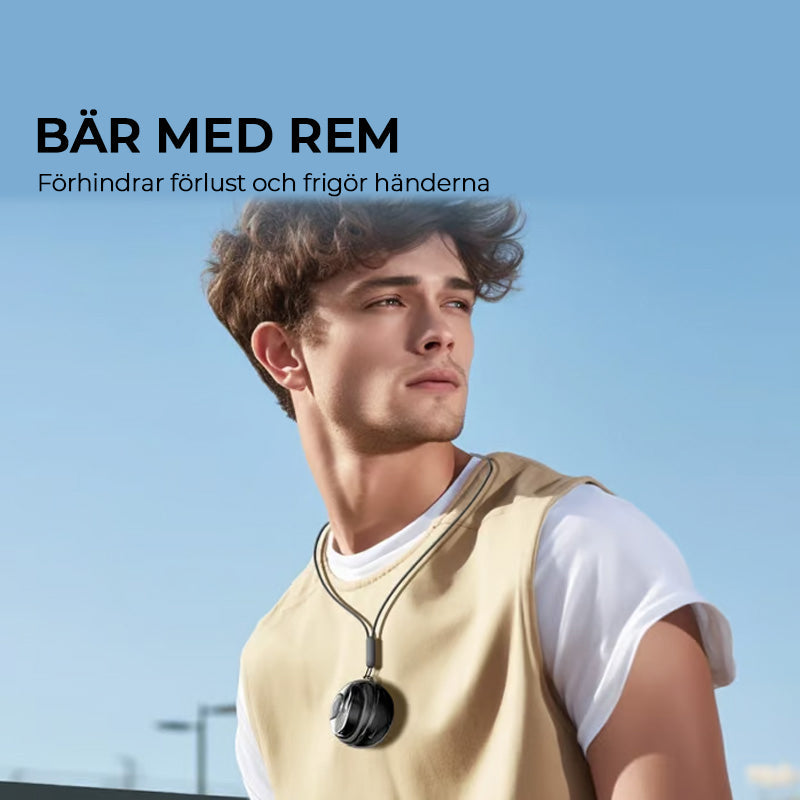 "Svarta trådlösa Bluetooth-öronsnäckor med AI för översättning och klart ljud, perfekt för resor och arbete."