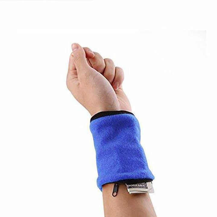 Svettband för sport med dragkedja, unisex, i svart, röd, blå. Mjukt material, säker förvaring. Perfekt för träning.