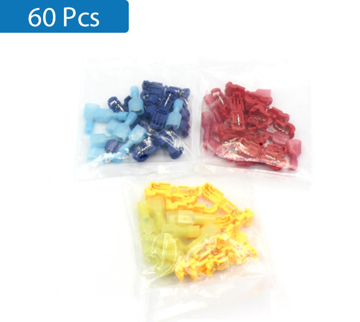 "T-Tap kabelanslutningssats med färgkodade kontakter, enkel anslutning för ledningsreparationer, 60/120/240 delar"