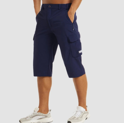 "Taktiska snabborkande shorts för män, flera fickor, bekväm passform, knälång design för utomhusäventyr."