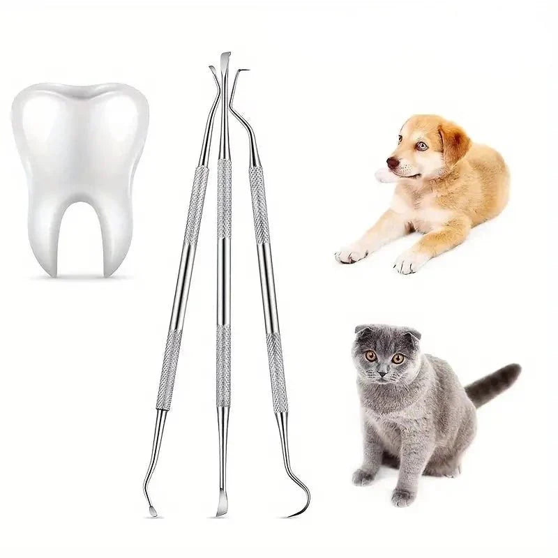 "Tandstensskrapa 3 set för hund & katt, enkel tandvård hemma, säker rengöring för husdjurs tänder."