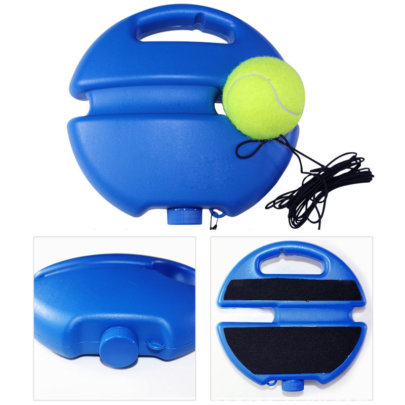 Tennis tränare för hemträning, blå, PE-material, med boll och elastiskt rep; förbättrar tennisteknik hemma.