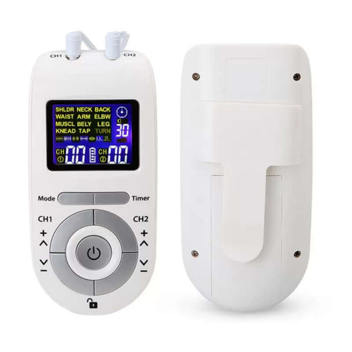 TENS EMS Massageapparat för Smärtlindring – 12 Massagelägen ; 20 Intensitetsnivåer - Glowseva