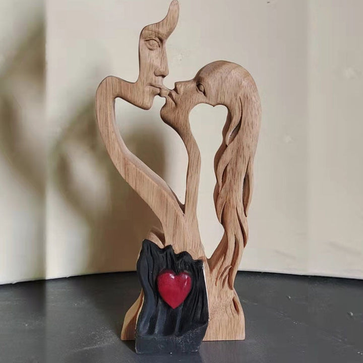 "Trä Kärleksfigur Dekoration - konstnärlig, romantisk staty för hemmet, med elegant böjda linjer, passar alla stilar."