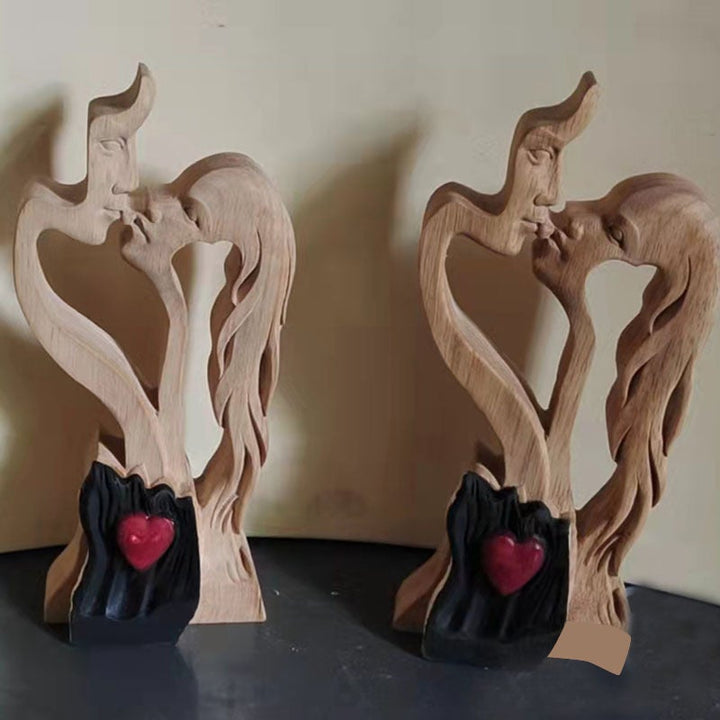 "Trä Kärleksfigur Dekoration - konstnärlig, romantisk staty för hemmet, med elegant böjda linjer, passar alla stilar."