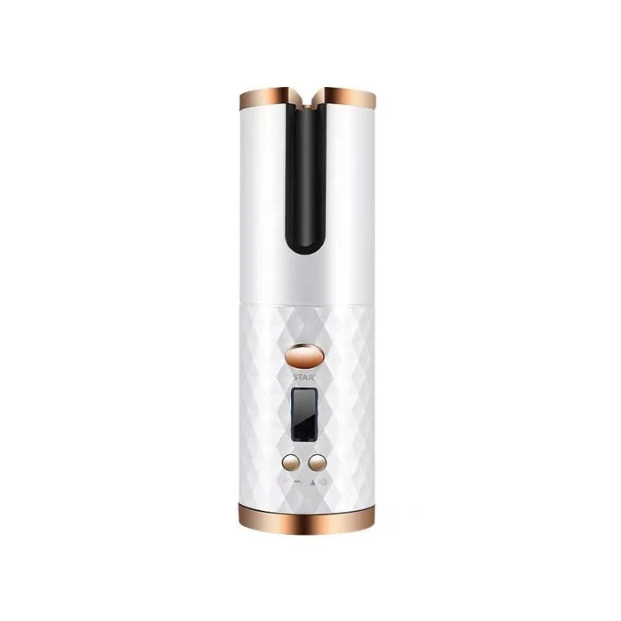 "Trådlös automatisk locktång i rosa med elegant design, kompakt och portabel för enkel frisyrstyling var som helst."