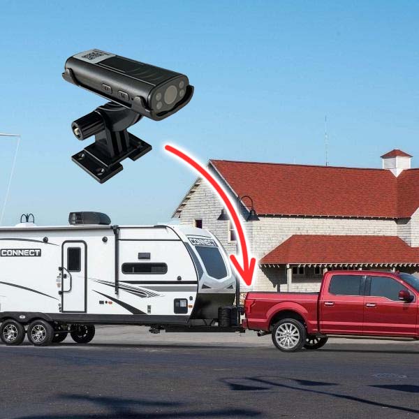 "Trådlös backkamera med FHD och mörkersyn, vidvinkellins 150°, idealisk för bilmanövrering, robust och väderbeständig."