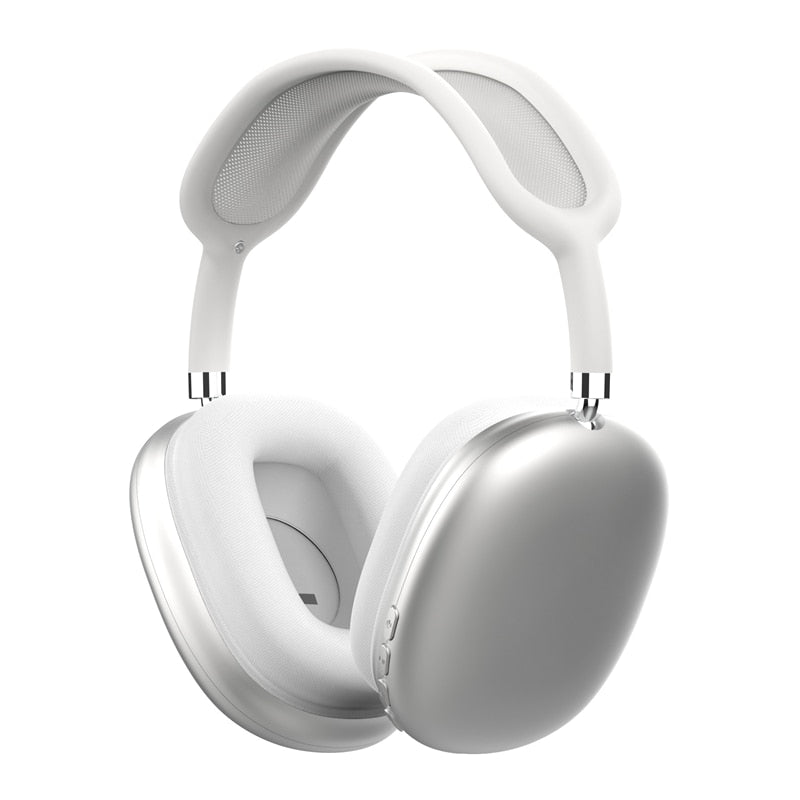 "Trådlös Bluetooth 5.0 hörlurar med justerbart huvudband, svarta vadderade öronkåpor och kristallklar ljudkvalitet."