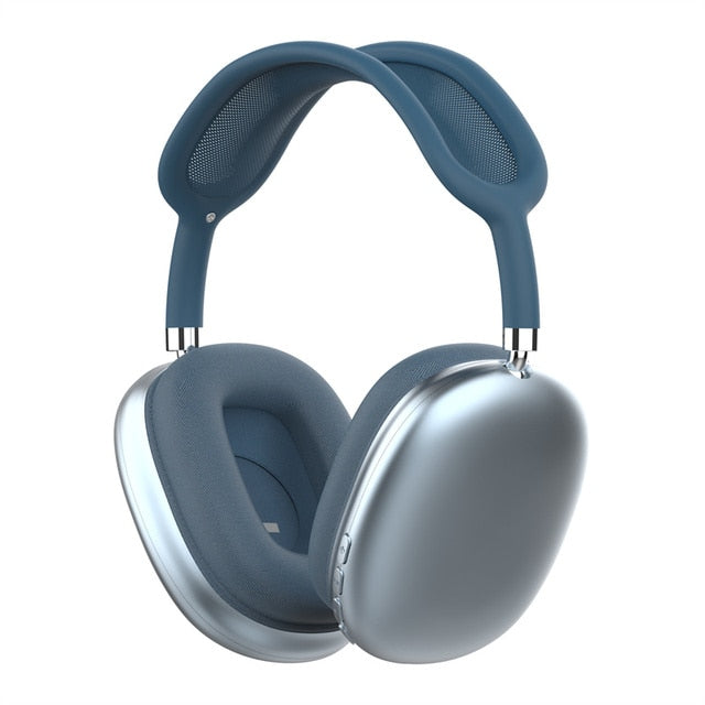 "Trådlös Bluetooth 5.0 hörlurar med justerbart huvudband, svarta vadderade öronkåpor och kristallklar ljudkvalitet."