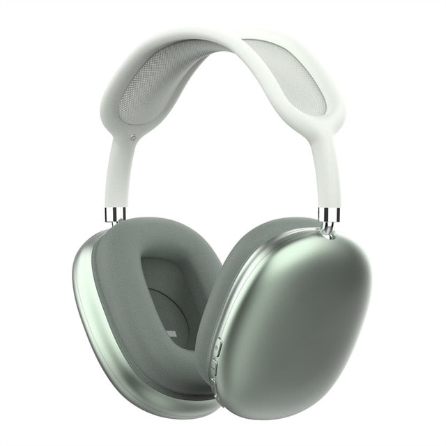 "Trådlös Bluetooth 5.0 hörlurar med justerbart huvudband, svarta vadderade öronkåpor och kristallklar ljudkvalitet."