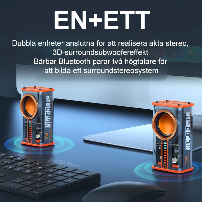 Trådlös Bluetooth-högtalare med LED-ljus, transparent akryl, färgrik ljusshow. Perfekt för alla tillfällen.