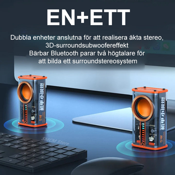 Trådlös Bluetooth-högtalare med LED-ljus, transparent akryl, färgrik ljusshow. Perfekt för alla tillfällen.