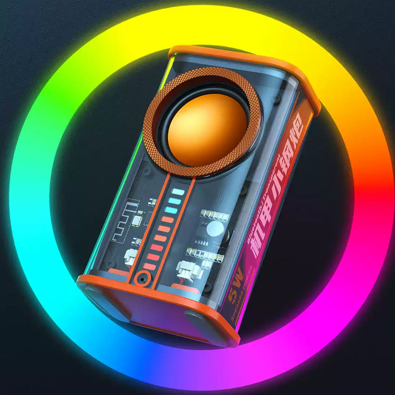 Trådlös Bluetooth-högtalare med LED-ljus, transparent akryl, färgrik ljusshow. Perfekt för alla tillfällen.